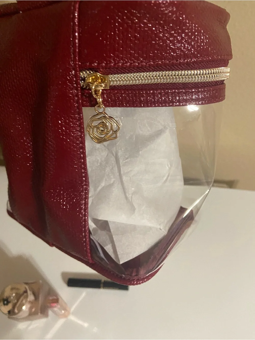 Jimmy Choo Sunglasses and Red Clear Lancome Cosmetic Travel makeup case